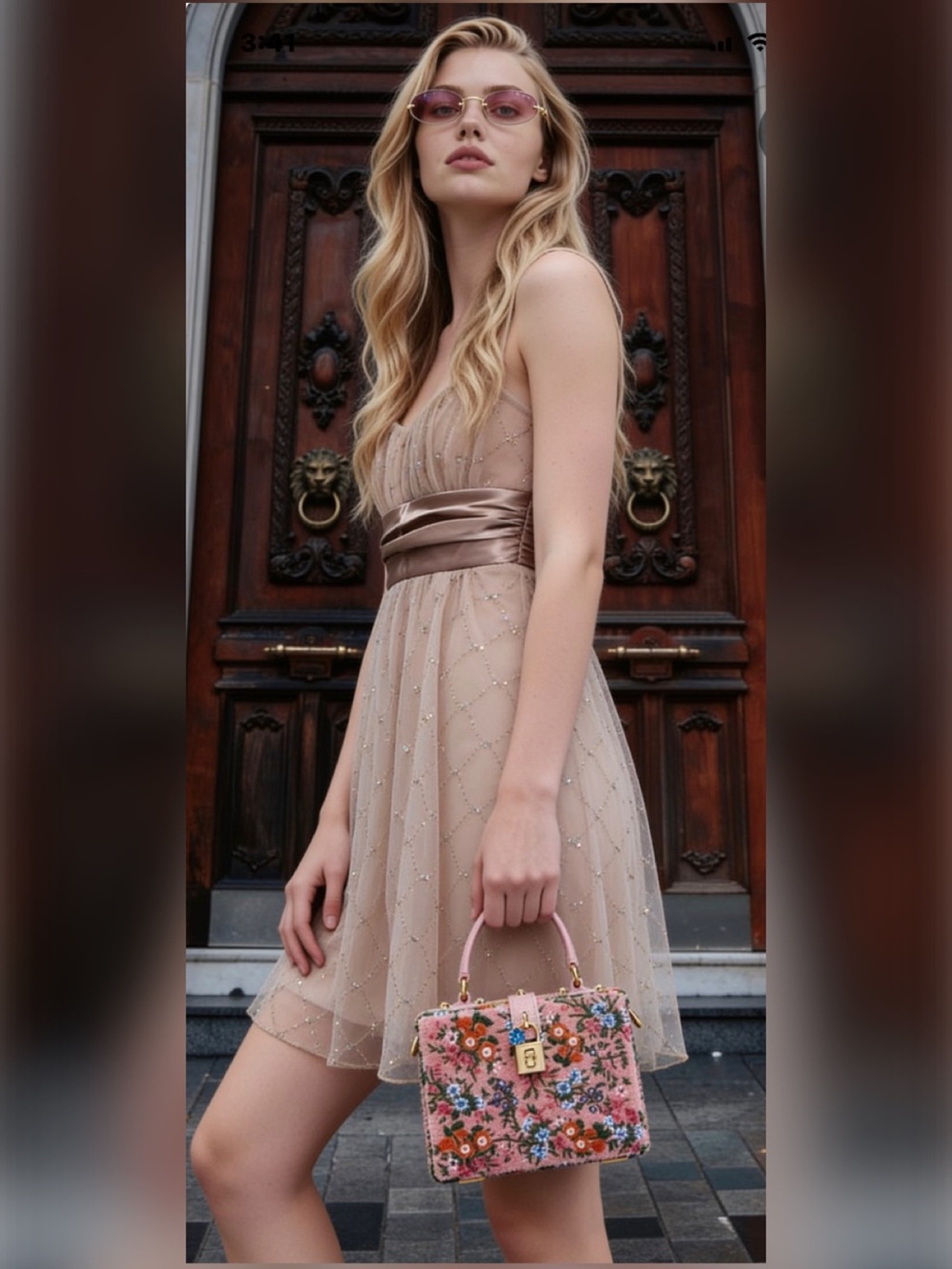 CHARLOTTE RUSSE LIKE NEW Elegant BLUSH PINK Dress with Satin Tie Waistband